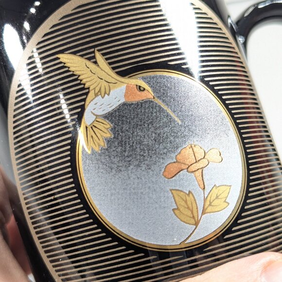 Vintage black OTAGIRI Japan Hummingbird mug set of 2 - Picture 8 of 9